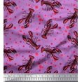 thumbnail image 1 of Soimoi Rayon Crepe Fabric Dot & Lobster Ocean Decor Fabric Printed Yard 46 Inch Wide, 1 of 3