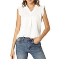 thumbnail image 2 of INSPIRE CHIC Women's Ruffled Sleeveless Pullover V- Neck Work Blouses Tops XL White, 2 of 8