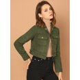 thumbnail image 2 of INSPIRE CHIC Women's Turn Down Collar Faux Suede Cropped Moto Jacket, 2 of 6