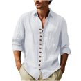 thumbnail image 2 of RXIRUCGD Chemise Blouse pour Homme Mode Décontractée Unie à Boutons, Col Rond, Manches Longues, Col Rabattu, Blanc, Taille : 2TG, 2 of 6