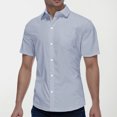 thumbnail image 2 of Men's Button Sleeve Lapel Short Sleeve Shirt - Polyester, Business Casual, Solid Color, Comfort Fit, 2 of 7