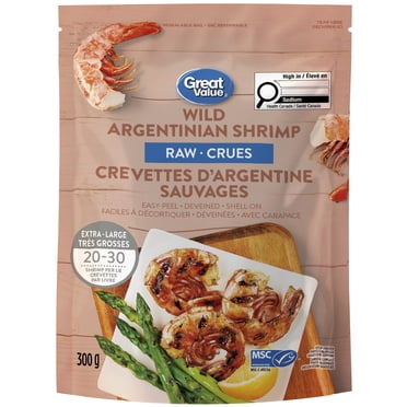 Great Value Raw Wild Argentinian Shrimp, GV Argentinian Shrimp, Easy Peel 300g