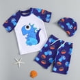 thumbnail image 2 of MIASHUI Boys 3 Piece Swimwear Cartoon Print Bathing Suits Tops and Trunks Set with Hat,White,5-6 Years, 2 of 9
