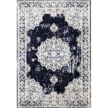 Florence Navy Ivory Traditional Area Rug 5'3" x 7'3"