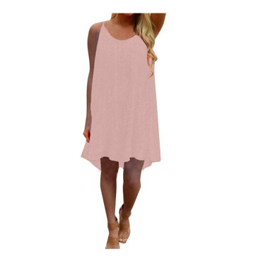 Fridja Womens Spaghetti Strap Back Howllow Out Summer Chiffon Beach Short Dress
