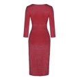 thumbnail image 4 of WTXUE Robe Portefeuille, Robe de Soirée à Manches Longues pour Femmes avec Fente Haute et Col en V, Robe pour Femme, Robes Rouges pour Femmes, Rouge 2TG, 4 of 9