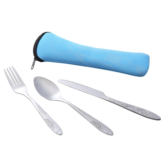 3Pcs Stainless Steel Fork Spoon Tableware Travel Camping Cutlery Dinnerware BU