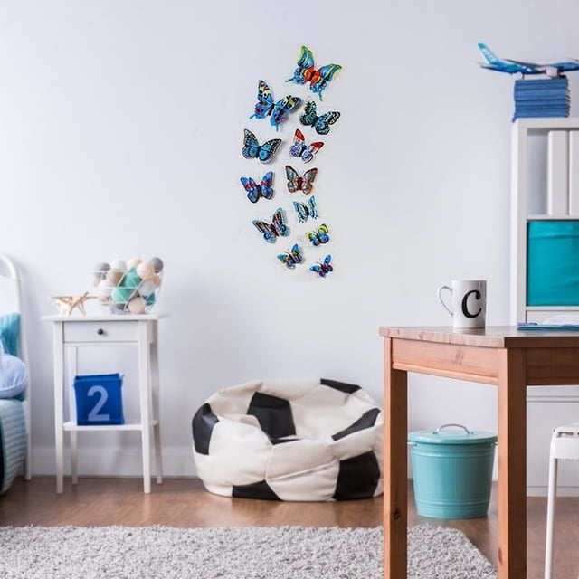 EGNMCR Wall Stickers, Cute Stickers 12pcs Decal Wall Stickers Home Decorations Double Layer Colorful wall sticker