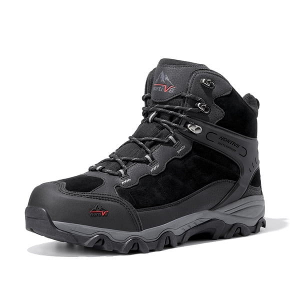 NORTIV 8 Bottes de Randonnée pour Hommes Imperméables Randonnée Plein Air Mi-Hauteur Randonnée Chaussures d'Alpinisme Taille 9 m US Noir JS19004M