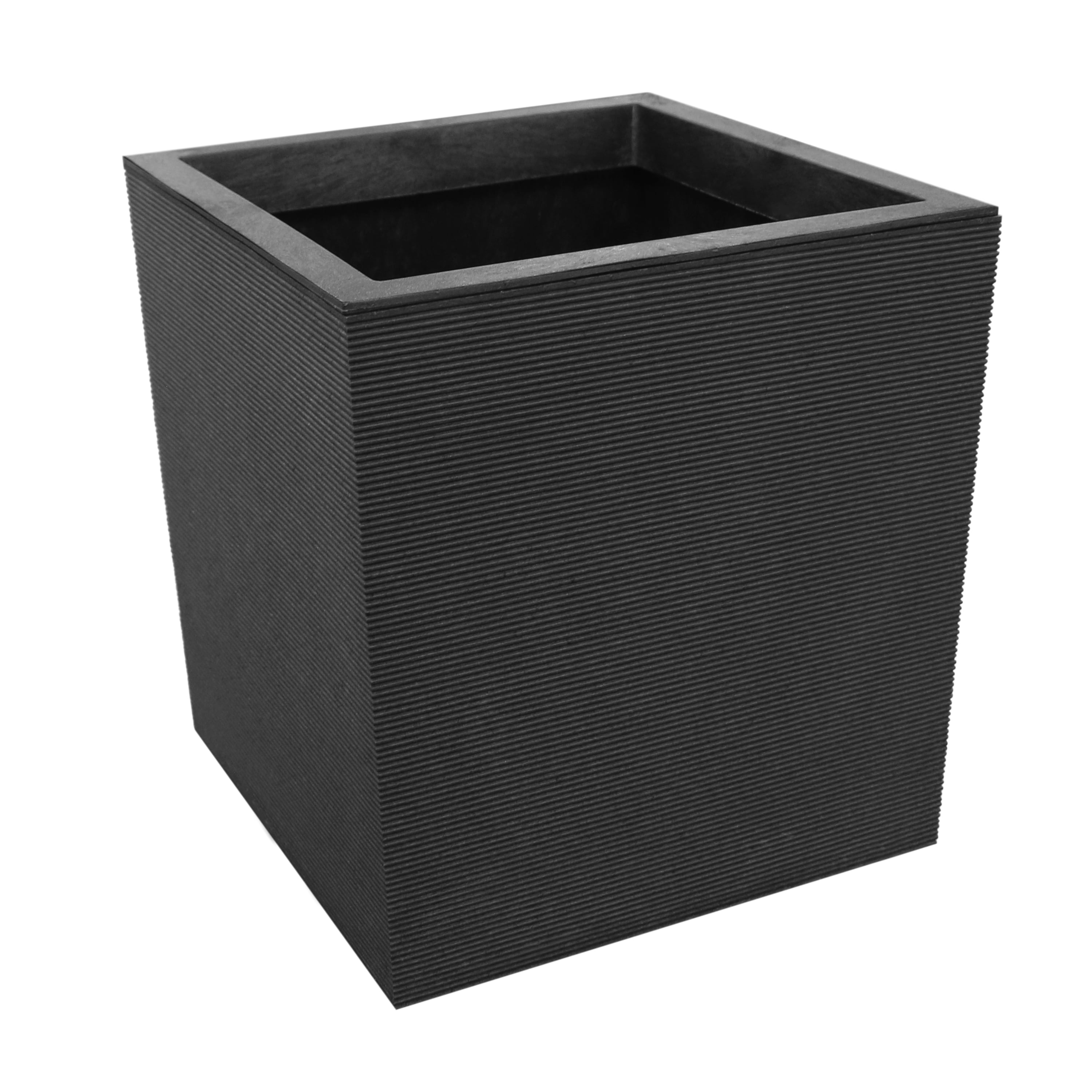 Jardinière carrée auto-arrosante Citadel Horizon de taille moyenne, 33 cm de large x 35 cm de haut, en matériau recyclé, pour intérieur/extérieur, noire