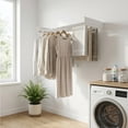 thumbnail image 2 of LEDREM Wall-Mounted Foldable Clothes Drying Rack with Storage Shelf & 5 Hanging Rods, Magnetic Design, for Laundry Room Bathroom, Matte White & Silver, 2 of 6