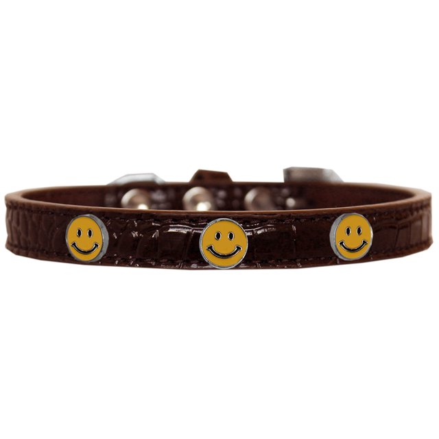 Happy Face Widget Croc Chien Collier Chocolat Taille 20