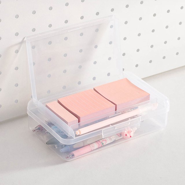 Pencil Box Organizer, Pencil Case Box Storage Container for Organizing with Snap Lid, Big Capacity Stackable Plastic Pen Pouch for Craft Hobby Art Supplies Journaling Stationery Sticker