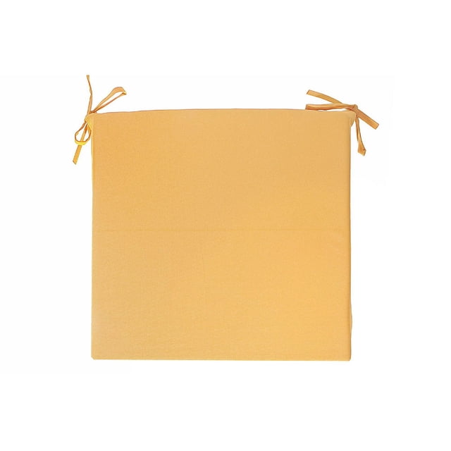 Coussin de Chaise d'Extérieur Solide Jaune - Ensemble de 2, Coussins de Chaise Carrés Jaunes en polyester avec Rembourrage Moelleux de 2 Pouces et Attaches d'Angle pour une Fixation Sécurisée aux Chaises de Salle à Manger de patio, Chacun Mesurant 15,75 par 15,75 Pouces, Convenant à Divers styles d'Assise d'Extérieur.