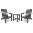 thumbnail image 1 of Costway 3PCS Patio Adirondack Chair Side Table Set Solid Wood Garden Deck Grey, 1 of 9