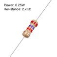 thumbnail image 2 of Unique Bargains 1/4 Watt 2.7K Ohm Carbon Film Resistors 5% Tolerances 0.25W 50pcs 4 Color Band, 2 of 4