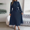 thumbnail image 2 of Birdeem Robes pour Femmes Manches Longues Mode Couleur Unie Col Montant Taille Robes Manches Longues pour Femmes, 2 of 5