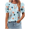 thumbnail image 1 of Pisexur Hauts pour Femmes, Hauts de Sortie pour Femmes & T-Shirt à Manches Courtes Col Rond Imprimé, Haut Ample, Hauts de Printemps pour Femmes Multicolore, G, 1 of 6