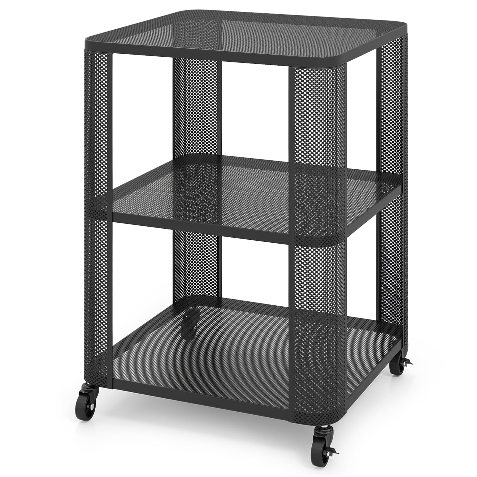 Giantex Rolling End Table, Small Nightstand Bedside Table w/Open Storage Shelves  & Sturdy Metal Frame