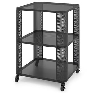 Giantex Table d'extrémité roulante, petite table de chevet avec étagères de rangement ouvertes & Cadre métallique robuste