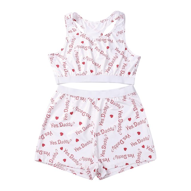 Gupgi Woman Summer Tracksuit Letter Yes DADDY Print Tank Tops Shorts,2 PCS Set