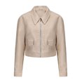 thumbnail image 1 of LOVZFMLL Vestes pour Femmes Couleur Unie Courte Fine Veste en Cuir Manches Longues Veste Décontractée à Capuche, 1 of 7