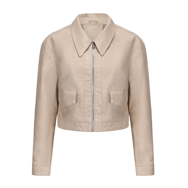 LOVZFMLL Vestes pour Femmes Couleur Unie Courte Fine Veste en Cuir Manches Longues Veste Décontractée à Capuche