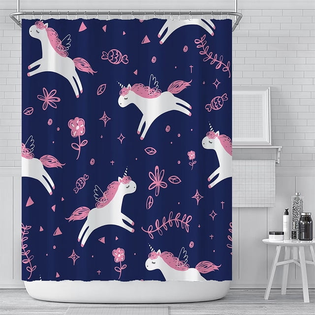 PANDACO Rideau de Douche en Tissu Licorne (72 Pouces x 72 Pouces)
