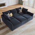 thumbnail image 4 of HONBAY Modular Sectional Sofa Bed Sleeper Couch with Storage, Inflatable, Velvet, Dark Blue, 4 of 8