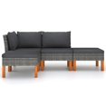 thumbnail image 3 of vidaXL 4 Piece Garden Lounge Set with Cushions Poly Rattan Grey, 3 of 5