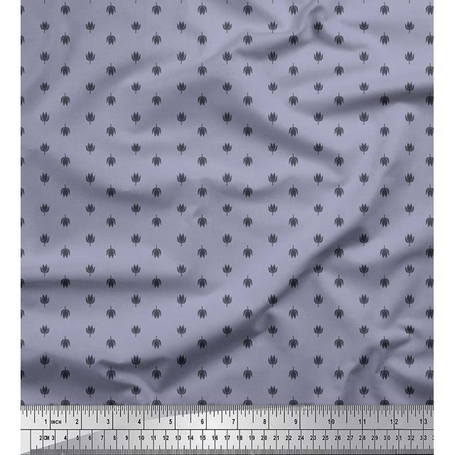 Soimoi Silk Fabric Floral Shirting Decor Fabric Printed Yard 42 Inch Wide