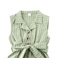thumbnail image 3 of EYIIYE Barboteuse pour Tout-Petites Filles avec Ceinture à Rayures Sans Manches Col Combinaison, 3 of 7