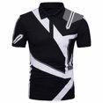 thumbnail image 2 of CEHVOM Men Short Sleeve Printing Turndown Pullover T Shirt Blouse Sale, 2 of 4