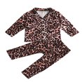 thumbnail image 1 of Kid Pajamas Set Leopard Print Long Short Sleeve Tops Shorts Trousers, 1 of 6