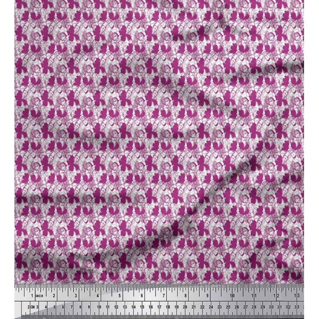 Soimoi Poly Georgette Fabric Flower Artistic Print Fabric by The Yard 42 Inch Wide