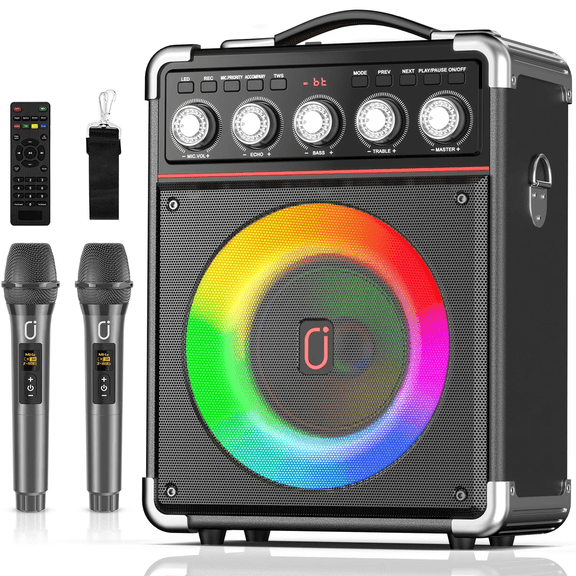 JYX Karaoke Machine for Adults, Home Karaoke System with 2 Mics, Portable Outdoor Bluetooth 5.3 Speaker, Connect TV, TWS, TX05