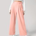 thumbnail image 2 of Timegard Wide Leg Pants for Women Elastic High Waist Ruched Fall Office Casual Loose Pants with Pockets, 2 of 7