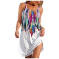 thumbnail image 2 of SMihono Robe Bohème d'Été pour Femmes Grande Taille Mode pour Femmes Aguichant Sans Manches à Rayures Imprimées Ourlet Imprimé Robe de Plage Ample, 2 of 4