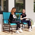 thumbnail image 2 of Outsunny Banc à Bascule d'Extérieur avec Table Chaise à Glissière pour 2 Bleu, 2 of 10