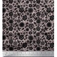 thumbnail image 1 of Soimoi Black Cotton Voile Fabric Artistic Floral Print Sewing Fabric Yard 56 Inch Wide, 1 of 3