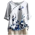thumbnail image 4 of SMihono Hauts pour Femmes Été Chic Décontracté Mode Femme Décontracté Col Rond Blouse Imprimée T-Shirt Manches 1/2 T-Shirt d'Été Hauts Grande Taille T-Shirt, 4 of 4