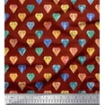 thumbnail image 1 of Soimoi Red Viscose Chiffon Fabric Diamond Geometric Print Fabric by Yard 42 Inch Wide, 1 of 5
