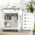 thumbnail image 4 of HOMCOM Kitchen Island, Rolling Kitchen Cart with Stainless Steel Top, White, 4 of 10