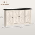 thumbnail image 3 of HOMCOM Buffet Bahut avec Tablettes Ajustables, Portes, Grain de Bois Blanc, 3 of 10