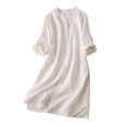 thumbnail image 1 of Chemise à Manches Longues Femme Chemise Femme Printemps Vintage Solide Chemise en Coton et Lin à Manches Longues Robe Col Montant Robe à Manches Longues Femme Robe à Manches Longues Femme Chemises à Manches Longues Femme, 1 of 4