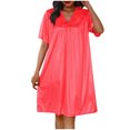 thumbnail image 1 of Timegard Robe de Nuit pour Femmes Col en V Manches Courtes Tenue d'Intérieur Décontractée Ample Confortable Robe de Maison Couleur Unie, 1 of 4