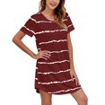 thumbnail image 1 of 2025 Chemises de Nuit pour Femmes à Manches Courtes Rayées Dames Grande Taille Chemises de Nuit Imprimées Nuisette Col Rond Mignonne Petite Chemise de Nuit Robe de Nuit Confortable, 1 of 4