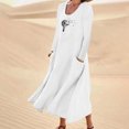 thumbnail image 2 of Pisexur Robe d'Automne pour Femme 2023 Robe en Coton et Lin à Manches Longues, Ligne A et Évasée, Maxi Longue, 2 of 5