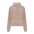 thumbnail image 4 of Womens Half Zip Hoodies Plus Size Fleece Sweatshirt Thumb Hole Cropped Pullover Fall Winter Tops, 4 of 6