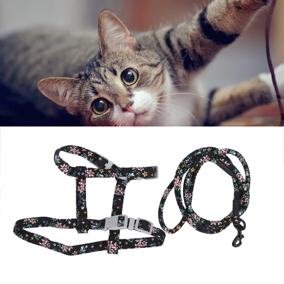 Japanese Style Cute Cat Chest Back And Leash, Pet Supply Harness And Leash Set For Pet For Cats For Cats Weighing 2.5-10kg / 88.2-352.7oz Light Green Flower,Dark Gray Florets,Red